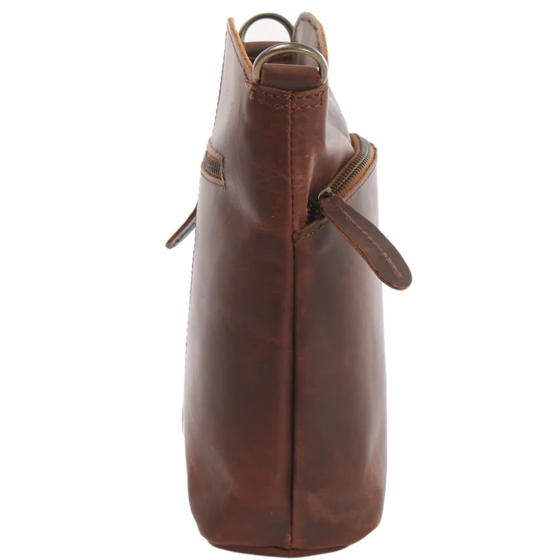 B-Ware kleine Umhängetasche Schultertasche Freizeittasche Leder braun LE3049