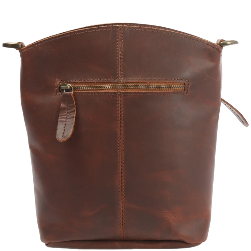 B-Ware kleine Umhängetasche Schultertasche Freizeittasche Leder braun LE3049