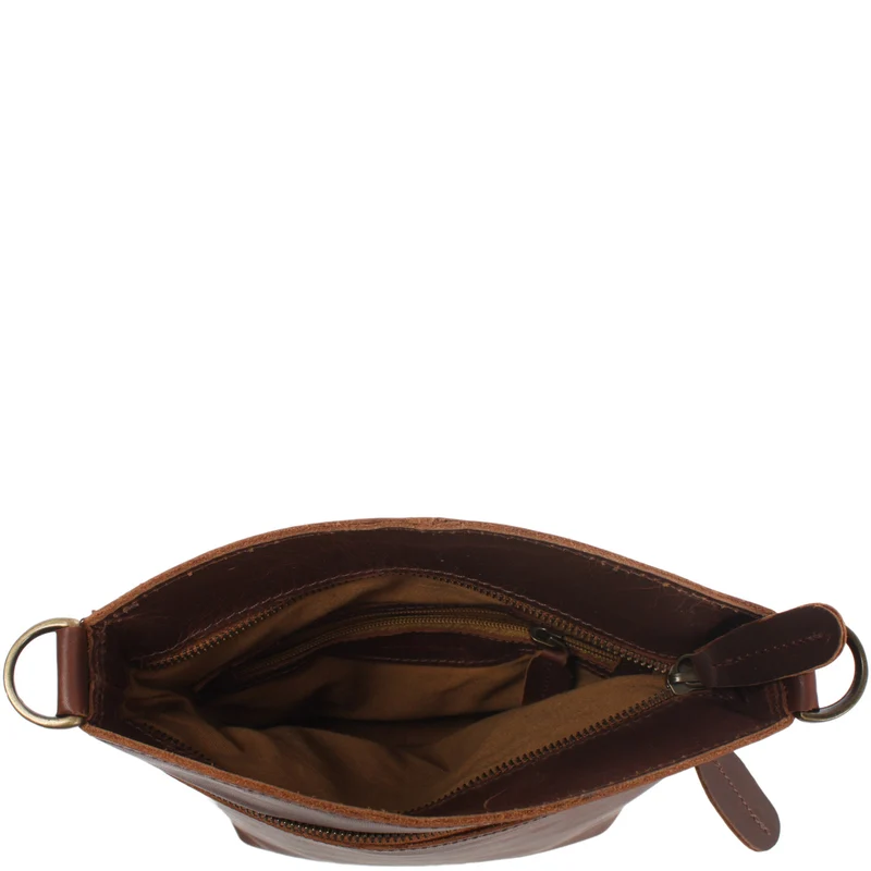 B-Ware kleine Umhängetasche Schultertasche Freizeittasche Leder braun LE3049