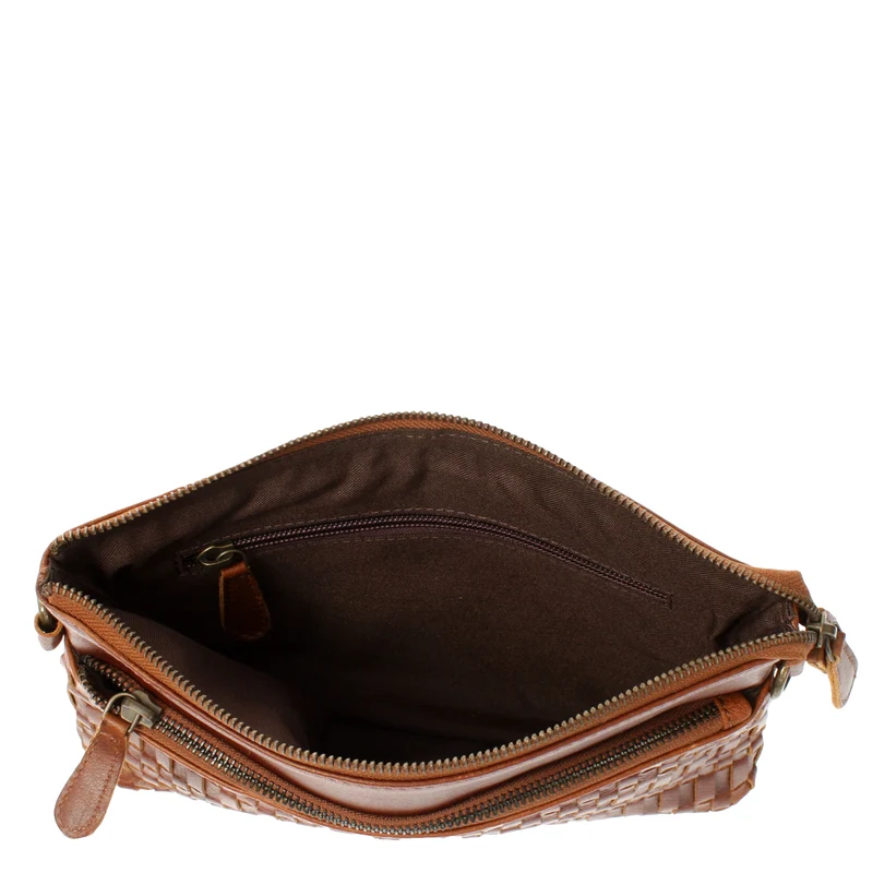 kleine Umhängetasche Schultertasche Damentasche Clutch Leder braun LE3081