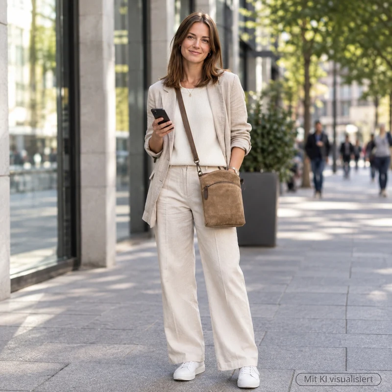 kleine Umhängetasche Schultertasche Freizeittasche Wildleder taupe LE3049