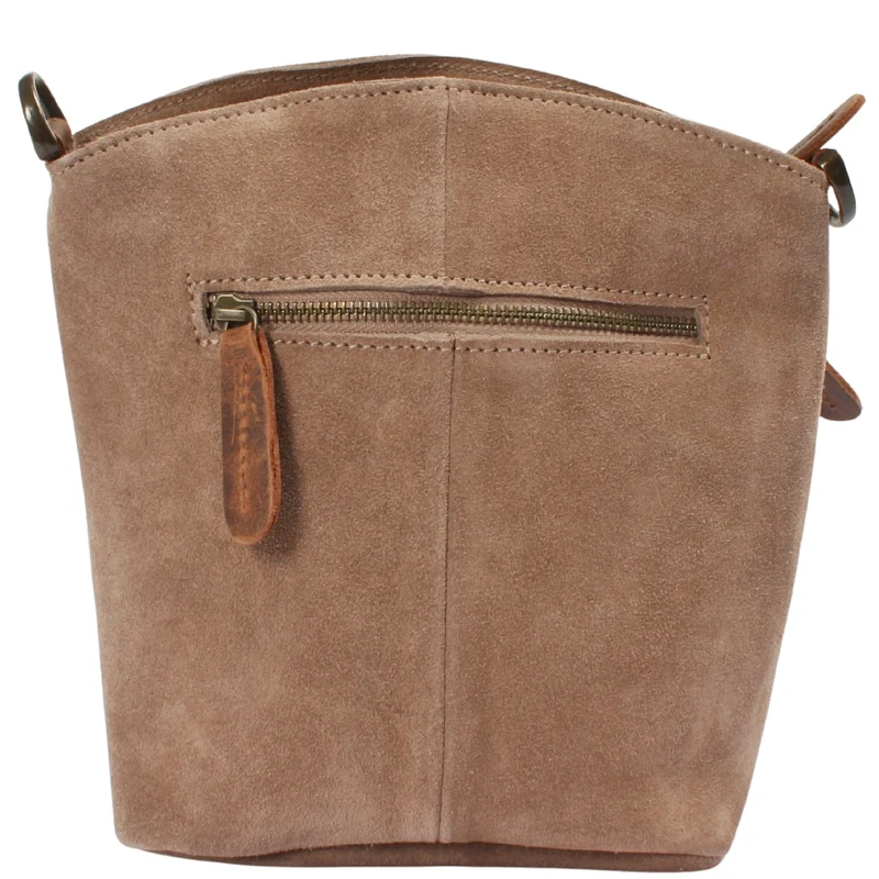kleine Umhängetasche Schultertasche Freizeittasche Wildleder taupe LE3049