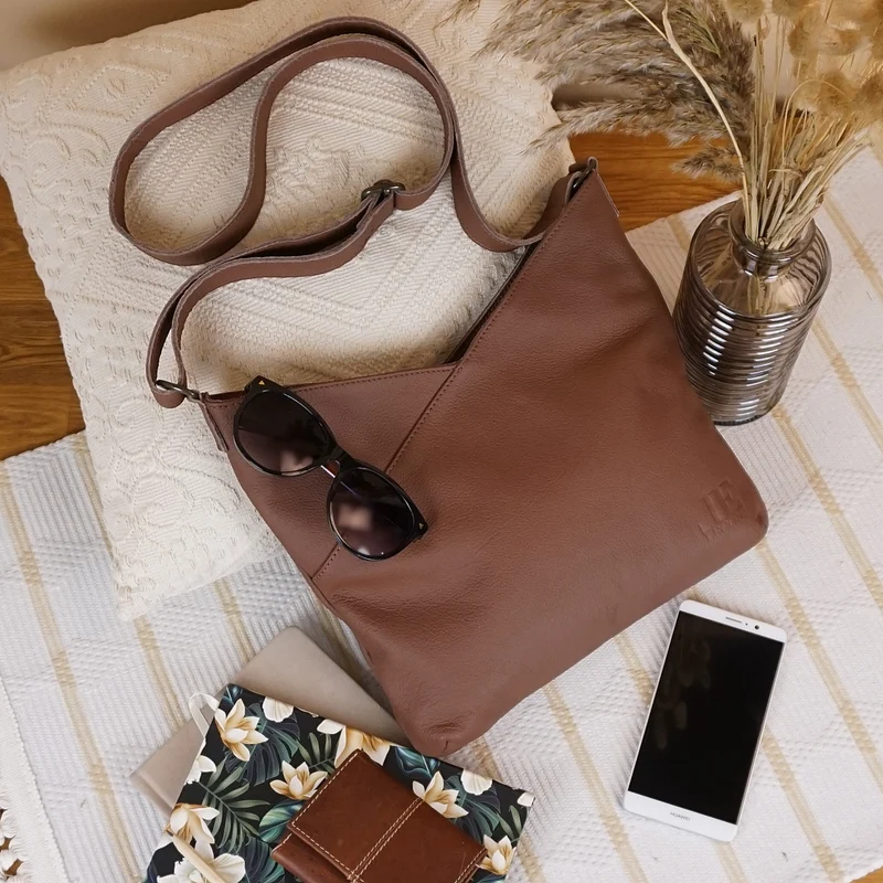 Damentasche Umhängetasche Handtasche Leder rehbraun LE0065