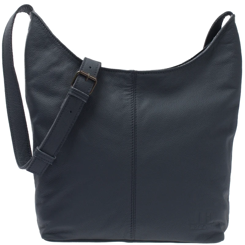 mittlere Umhängetasche Schultertasche Beuteltasche Damentasche Leder navy LE0072
