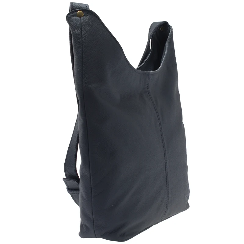 mittlere Umhängetasche Schultertasche Beuteltasche Damentasche Leder navy LE0072