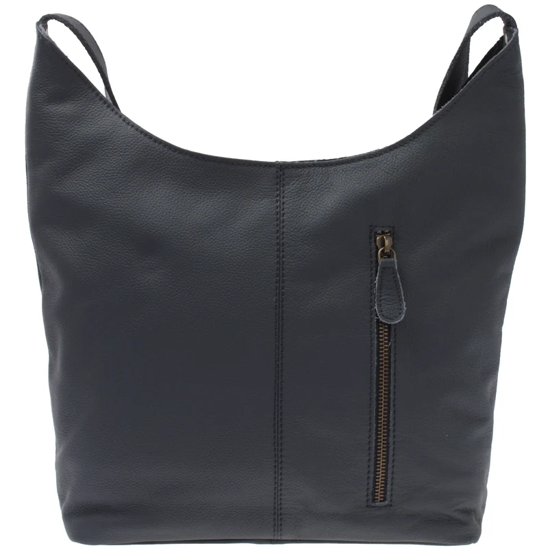 mittlere Umhängetasche Schultertasche Beuteltasche Damentasche Leder navy LE0072
