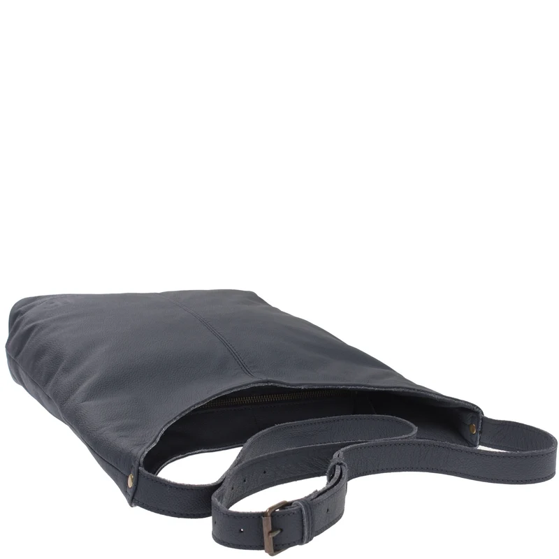 mittlere Umhängetasche Schultertasche Beuteltasche Damentasche Leder navy LE0072
