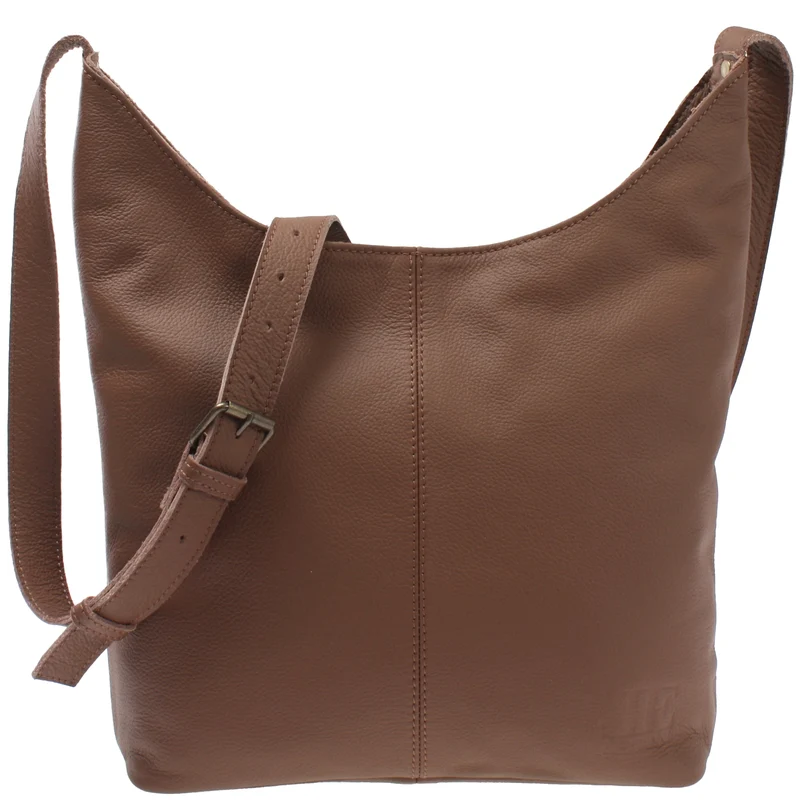 mittlere Umhängetasche Schultertasche Beuteltasche Damentasche Leder rehbraun LE0072