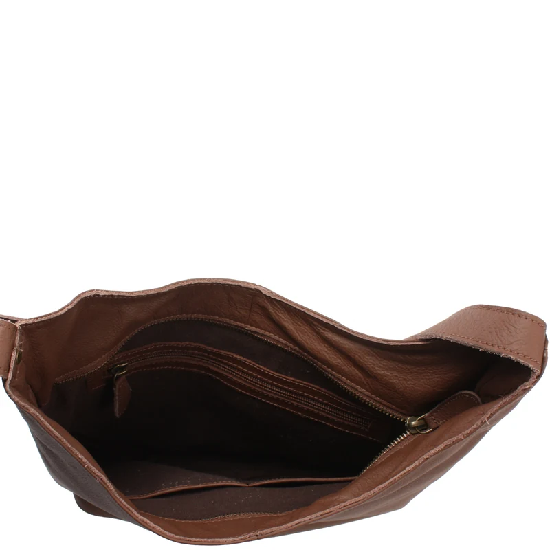 mittlere Umhängetasche Schultertasche Beuteltasche Damentasche Leder rehbraun LE0072