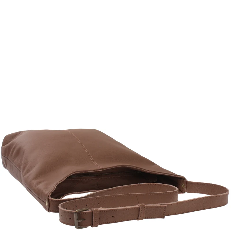 mittlere Umhängetasche Schultertasche Beuteltasche Damentasche Leder rehbraun LE0072