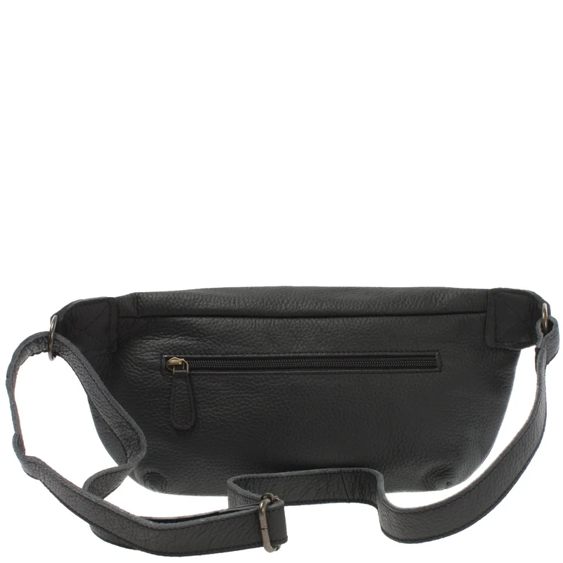 große Bauchtasche Umhängetasche Crossbody Ledertasche Leder schwarz LE3088