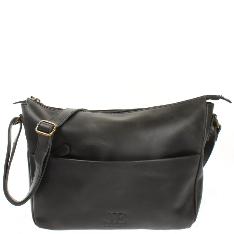Umhängetasche Ledertasche Damen Herren Schultertasche Leder dunkelgrau LE0067