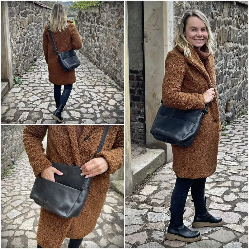 Umhängetasche Ledertasche Damen Herren Schultertasche Leder dunkelgrau LE0067