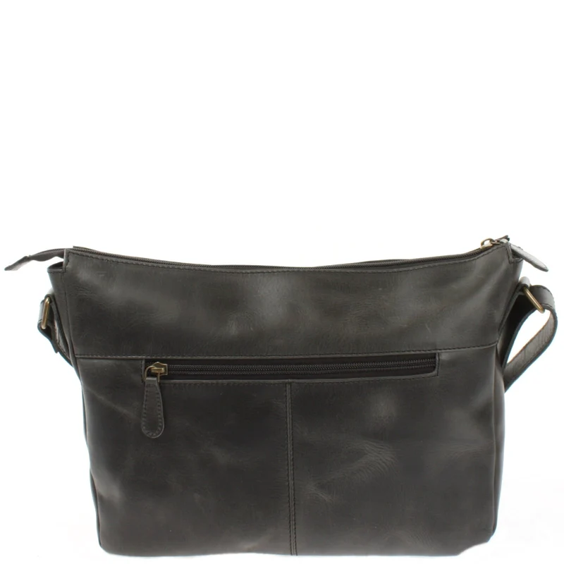 Umhängetasche Ledertasche Damen Herren Schultertasche Leder dunkelgrau LE0067
