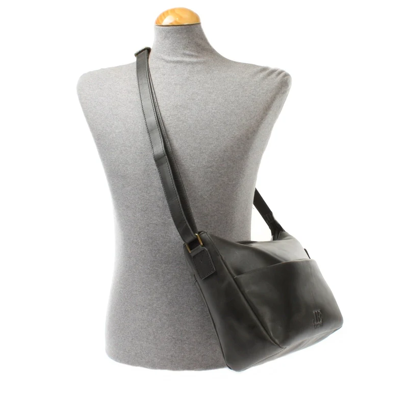 Umhängetasche Ledertasche Damen Herren Schultertasche Leder dunkelgrau LE0067