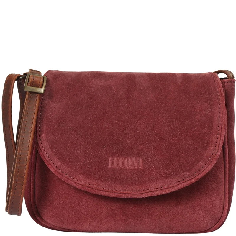 kleine Umhängetasche Ledertasche Damentasche Schultertasche Veloursleder bordeaux LE3047