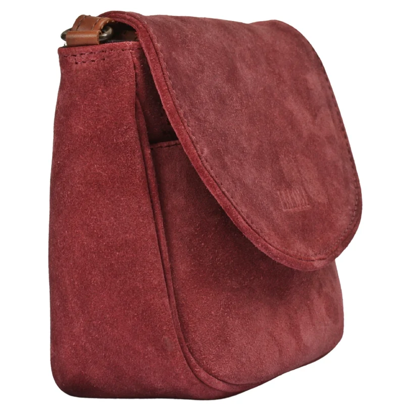 kleine Umhängetasche Ledertasche Damentasche Schultertasche Veloursleder bordeaux LE3047
