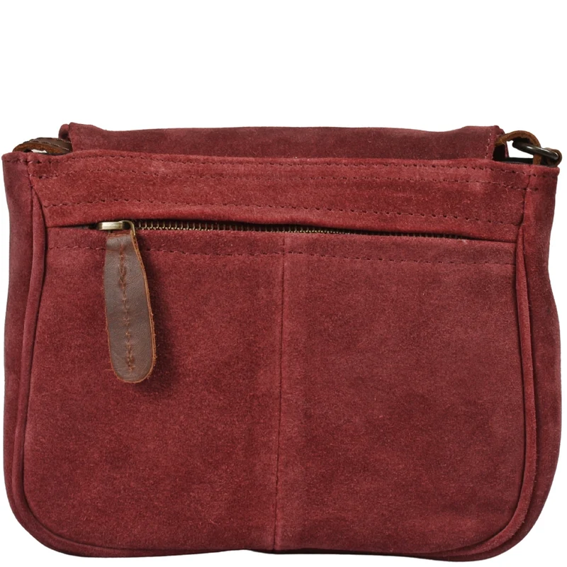 kleine Umhängetasche Ledertasche Damentasche Schultertasche Veloursleder bordeaux LE3047