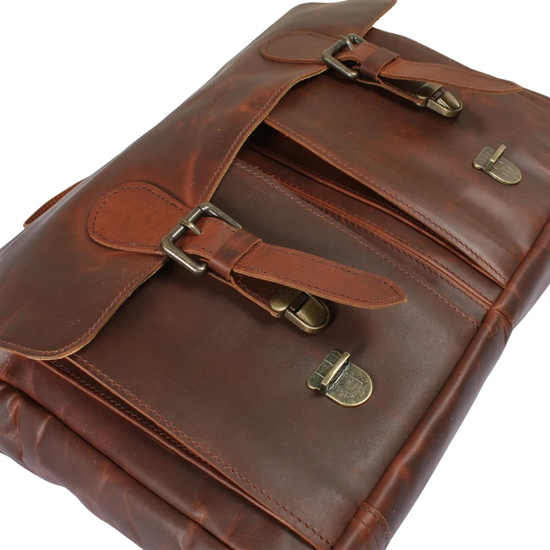 Messenger Bag Collegetasche DIN A4 Aktentasche Leder braun LE3029