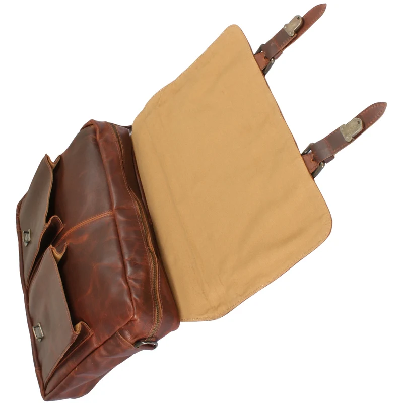 Messenger Bag Collegetasche DIN A4 Aktentasche Leder braun LE3029