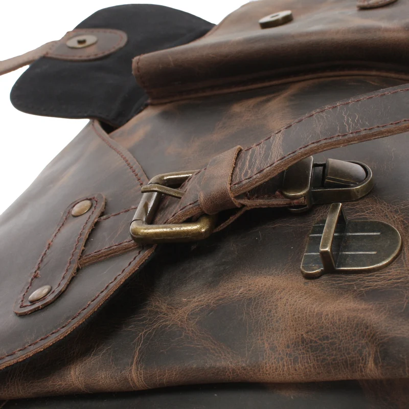 Messenger Bag Collegetasche DIN A4 Kuriertasche Leder schlamm LE3032