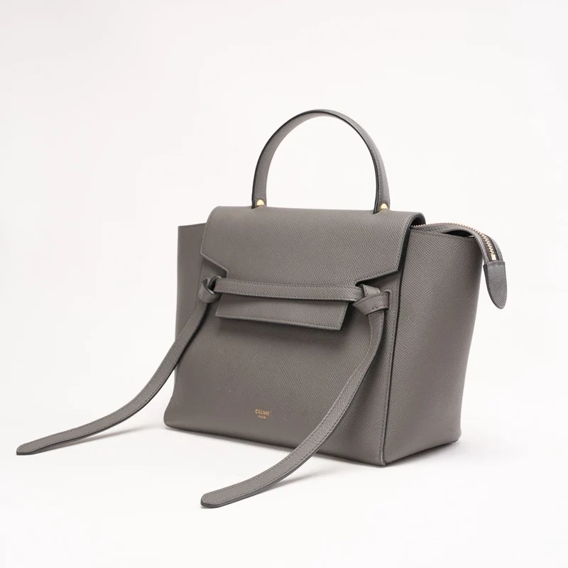 Celine Nano Gürteltasche in Grau aus genarbtem Kalbsleder 2018