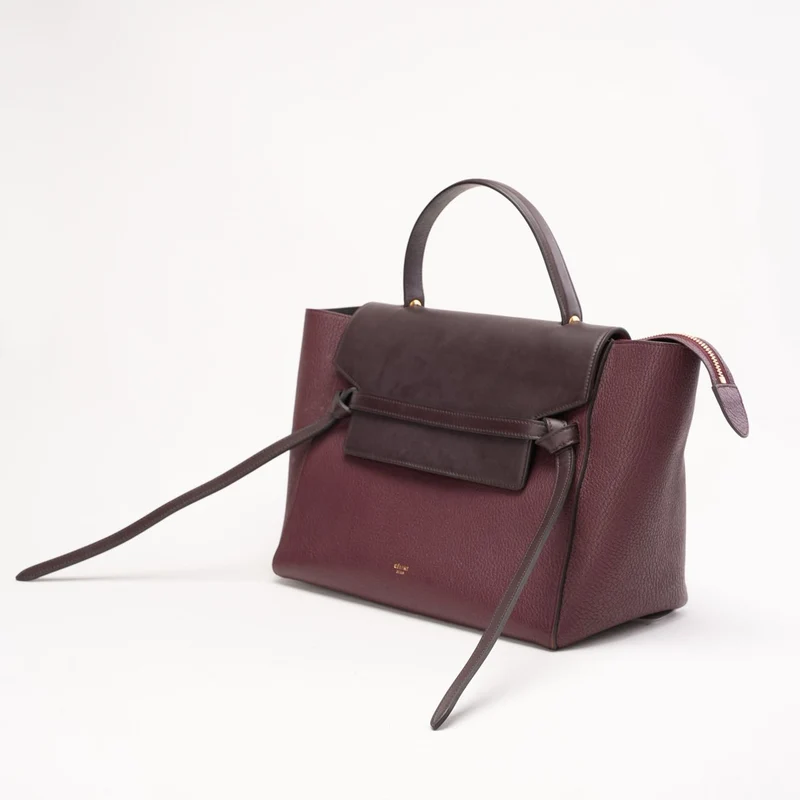 Celine Bi-Color Mini Belt Bag in Burgundy and Dark Brown Flap 2019