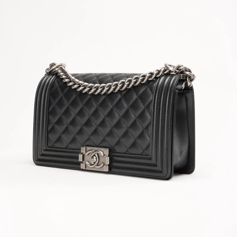 Chanel Black Caviar Quilted Medium Boy Flap Caviar 2019