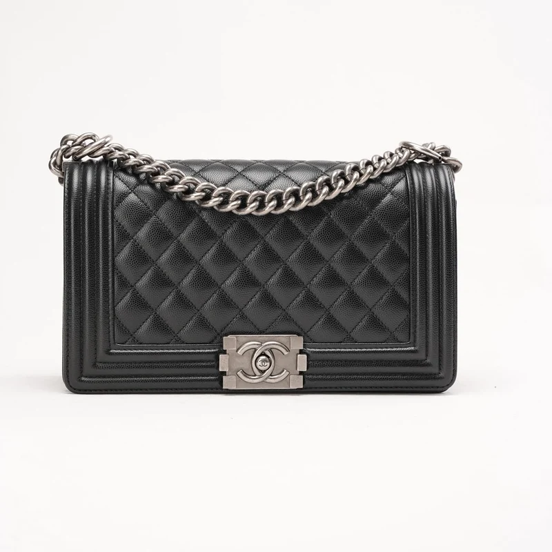 Chanel Black Caviar Quilted Medium Boy Flap Caviar 2019