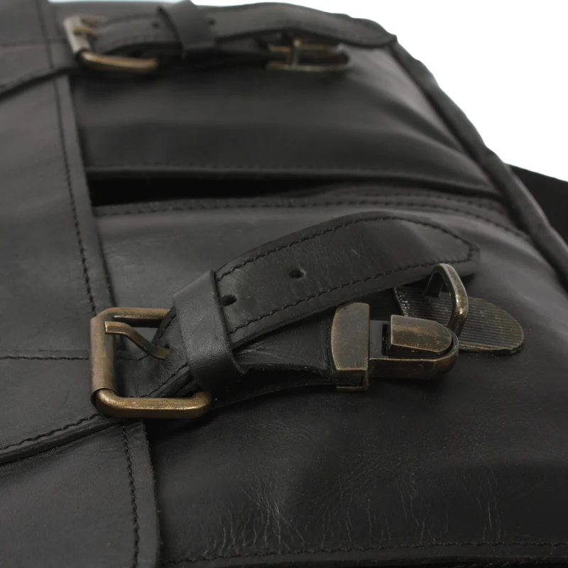 Messenger Bag Collegetasche DIN A4 Aktentasche Leder schwarz LE3029