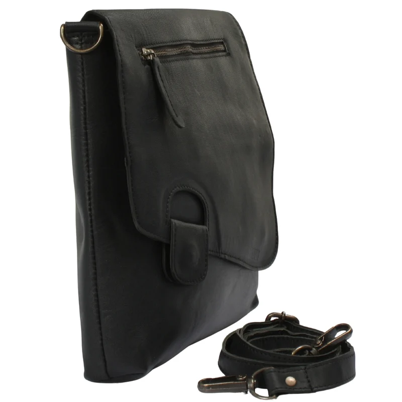 Umhängetasche Ledertasche Schultertasche Leder schwarz LE3027