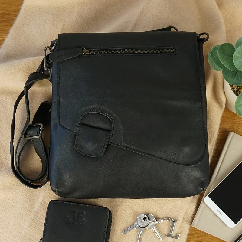 Umhängetasche Ledertasche Schultertasche Leder schwarz LE3027