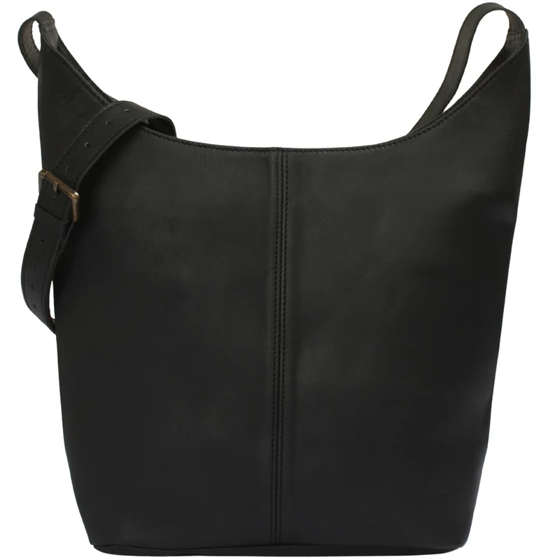große Umhängetasche Schultertasche Beuteltasche Damentasche Leder schwarz LE0055