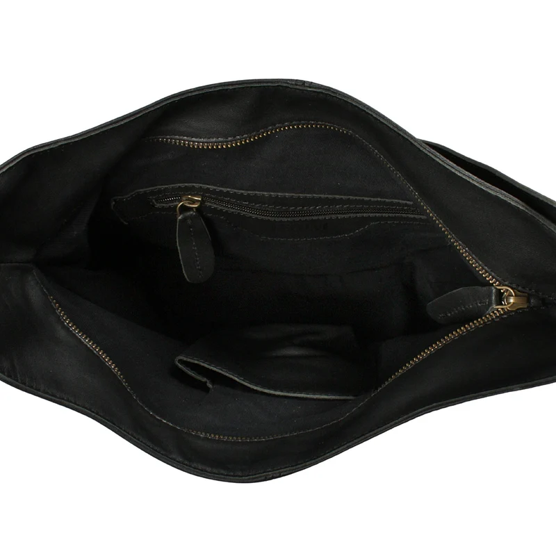 große Umhängetasche Schultertasche Beuteltasche Damentasche Leder schwarz LE0055