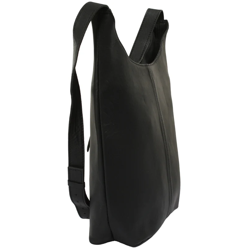 große Umhängetasche Schultertasche Beuteltasche Damentasche Leder schwarz LE0055
