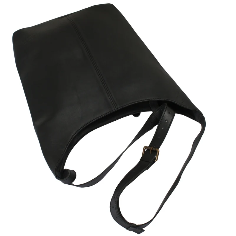 große Umhängetasche Schultertasche Beuteltasche Damentasche Leder schwarz LE0055
