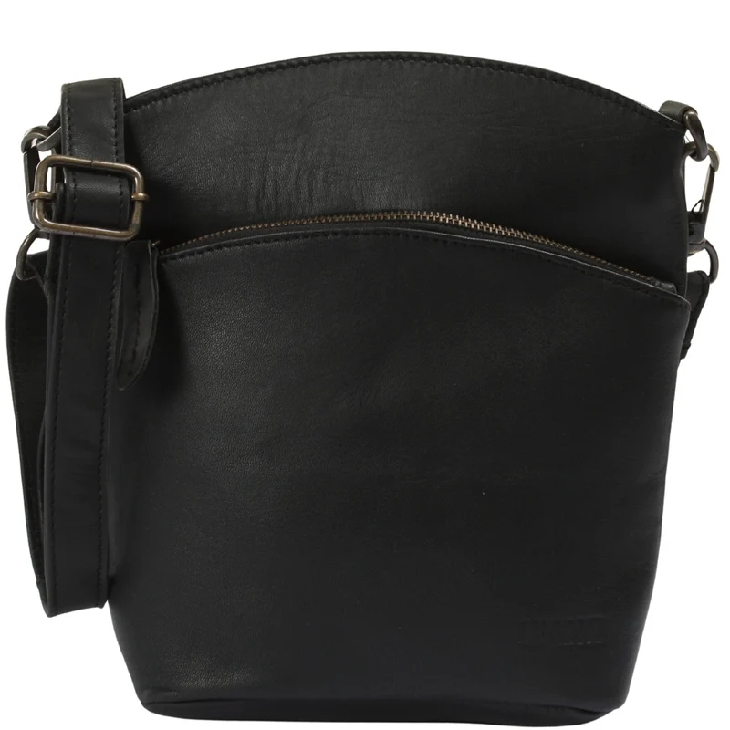kleine Umhängetasche Schultertasche Freizeittasche Leder schwarz LE3049