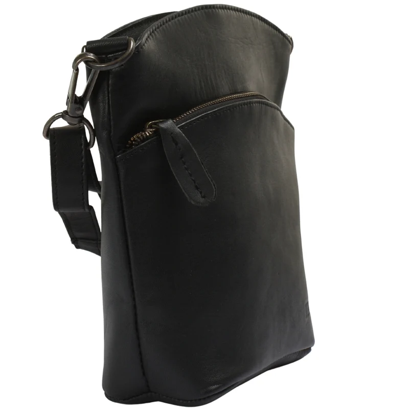 kleine Umhängetasche Schultertasche Freizeittasche Leder schwarz LE3049