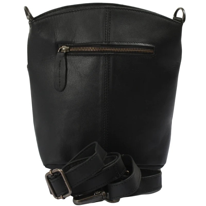 kleine Umhängetasche Schultertasche Freizeittasche Leder schwarz LE3049