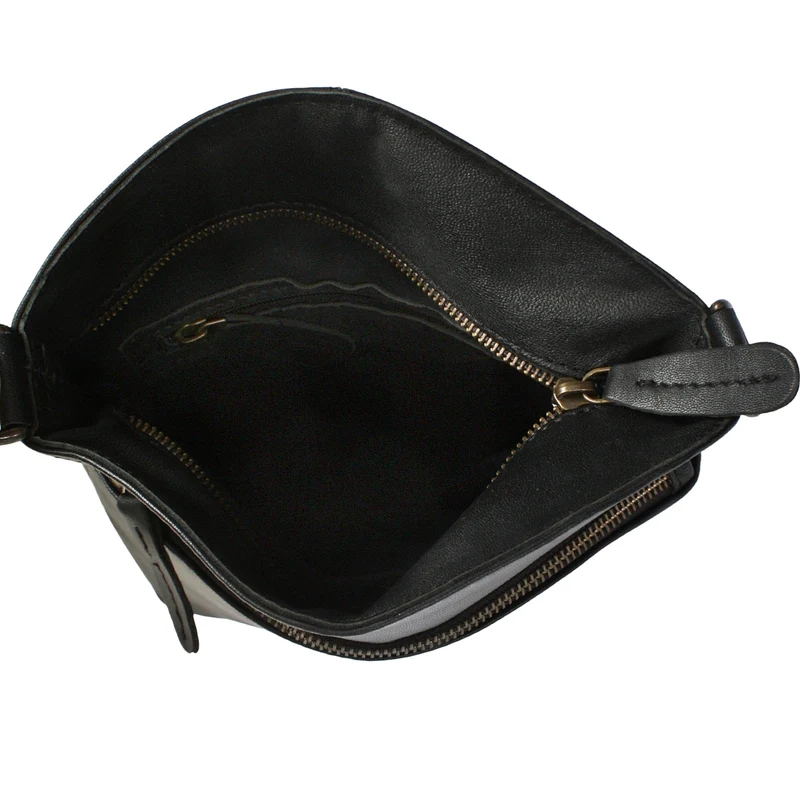 kleine Umhängetasche Schultertasche Freizeittasche Leder schwarz LE3049
