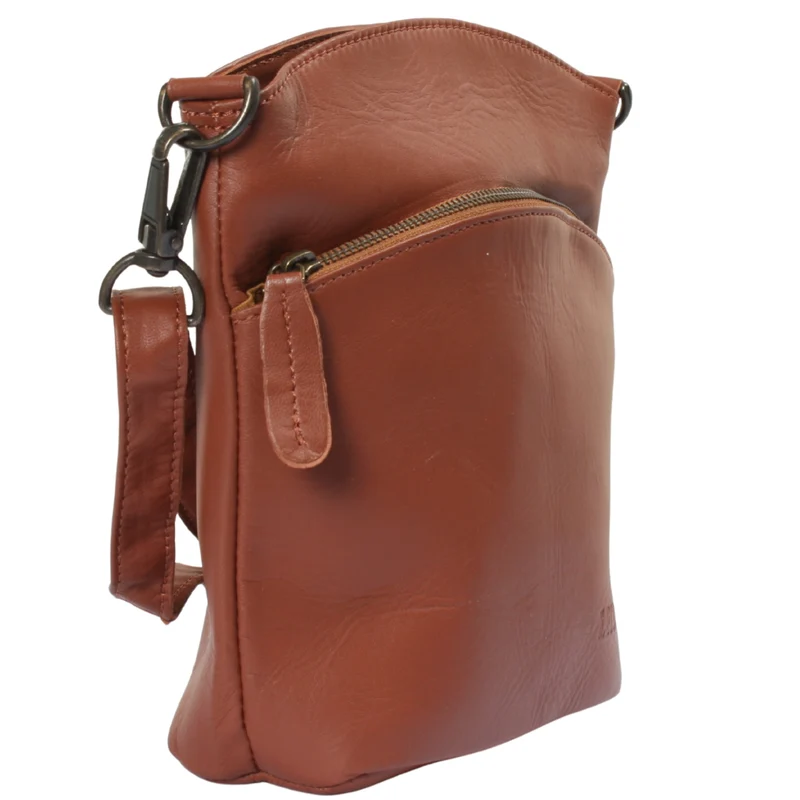 kleine Umhängetasche Schultertasche Freizeittasche Leder hellbraun LE3049