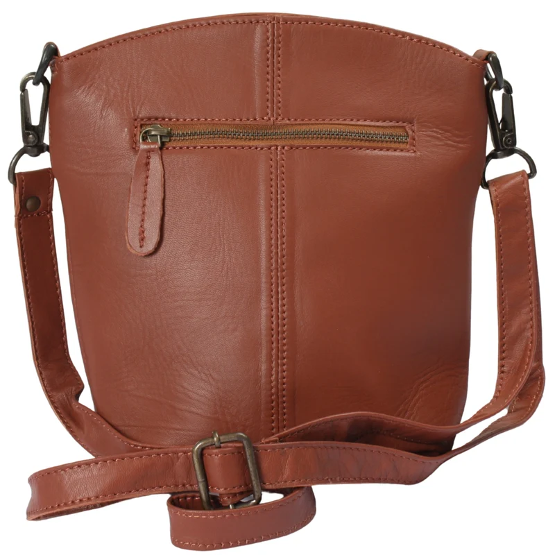 kleine Umhängetasche Schultertasche Freizeittasche Leder hellbraun LE3049
