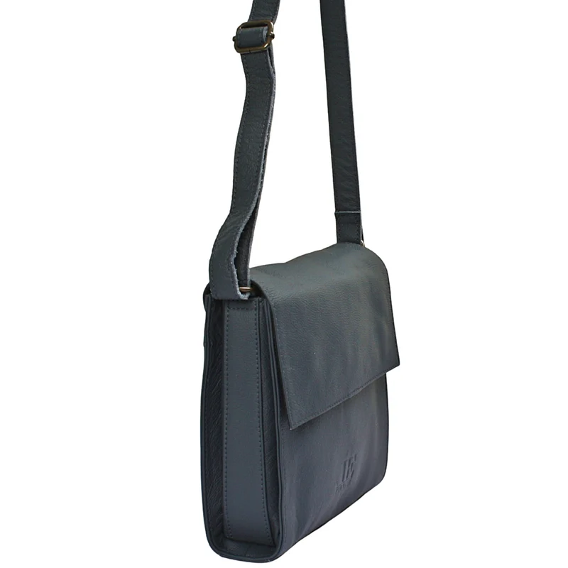 mittlere Schultertasche Umhängetasche Damentasche Leder navy LE3089