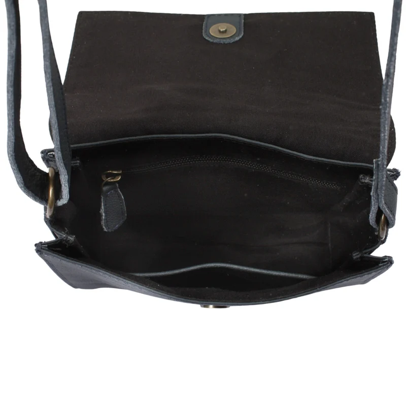 kleine Schultertasche Umhängetasche Damentasche Leder navy LE3082