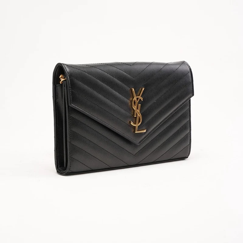Saint Lauren Medium Envelope Wallet on Chain (WOC) Schwarz 2015