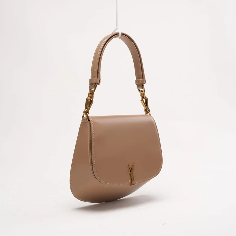 Saint Laurent Beige Mini Voltaire Henkeltasche aus Boxkalbsleder 2024