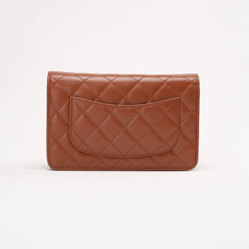 Chanel Classic Wallet on Chain (WOC) aus karamellfarbenem Lammleder