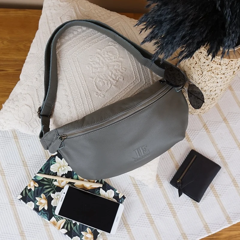 große Bauchtasche Umhängetasche Crossbody Ledertasche Leder oliv LE3088