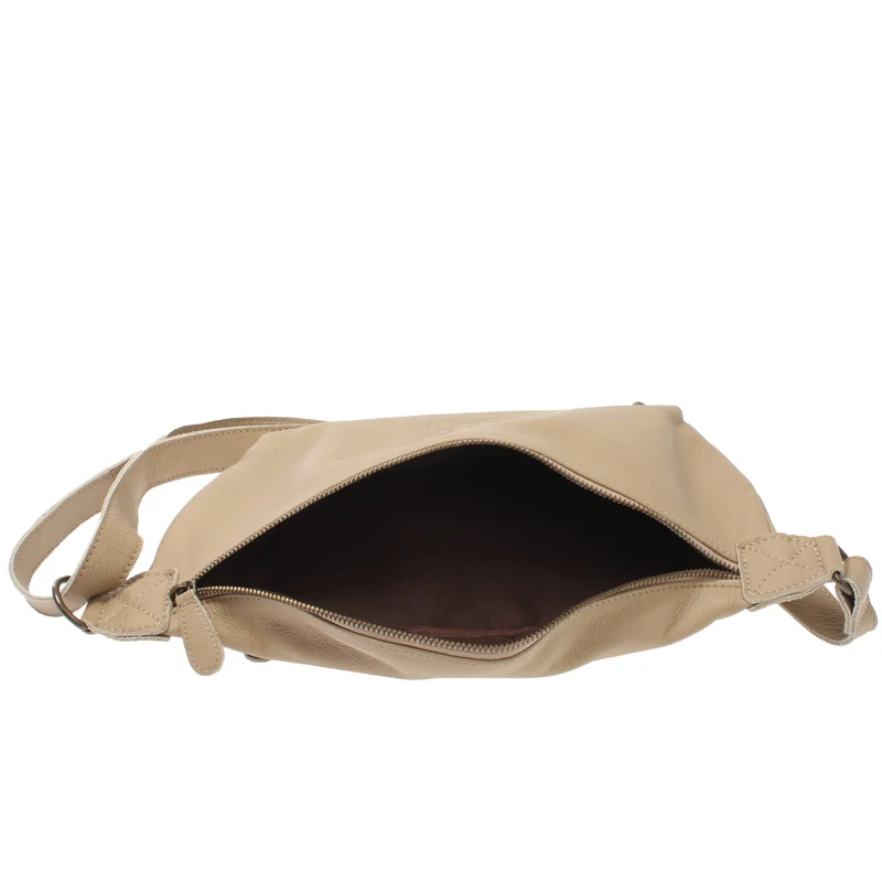 große Bauchtasche Umhängetasche Crossbody Ledertasche Leder sand LE3088