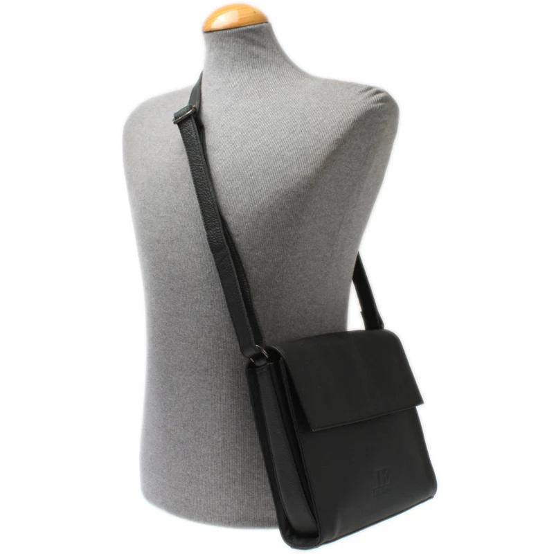 mittlere Schultertasche Umhängetasche Damentasche Leder schwarz LE3089